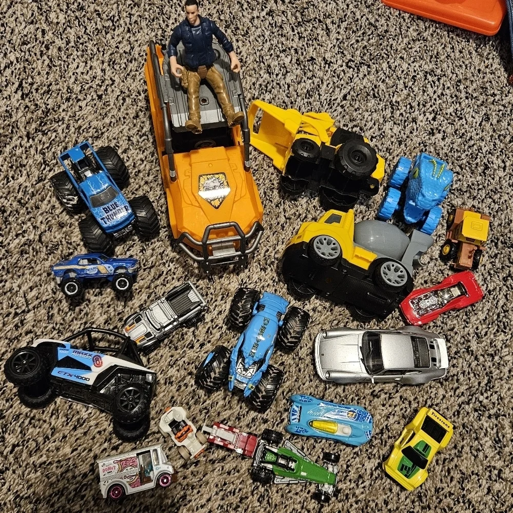 Bundle Lot Kids Toy Car Set with Action Figure RZR Jeep Monster Trucks Hot Wheel